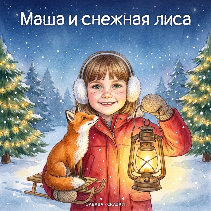 Обложка книжки «Маша и снежная лиса»: девочку нарисовали по её фото