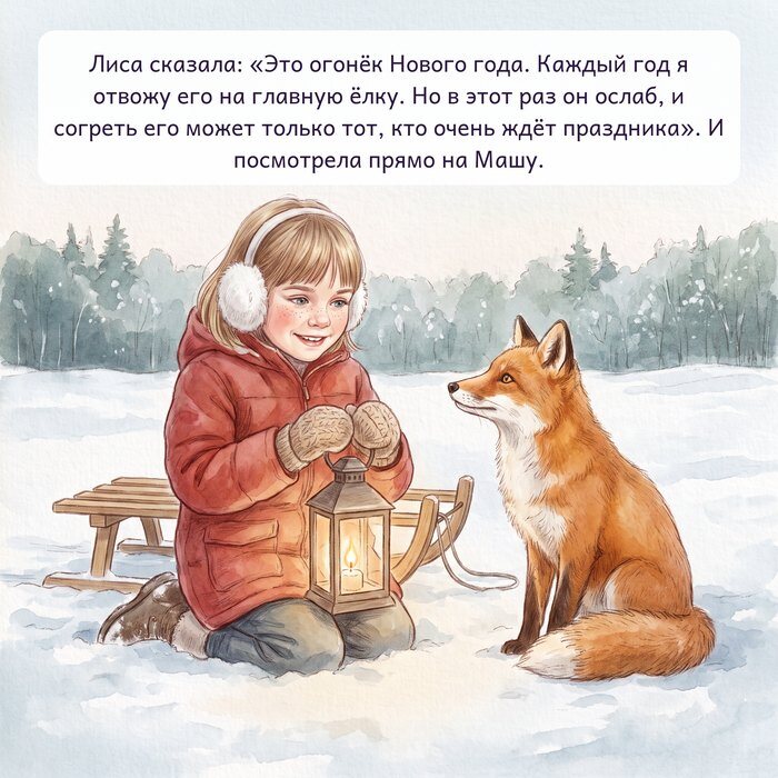 Маша и лиса у санок